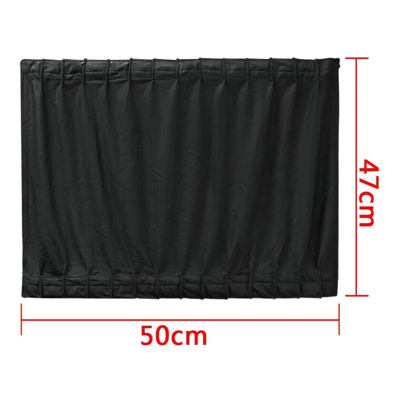 

50x47cm 1Pair Plastic Rail Car Curtain Black Pure Cloth Without Elastic Band, Sun Shade Protects Privacy