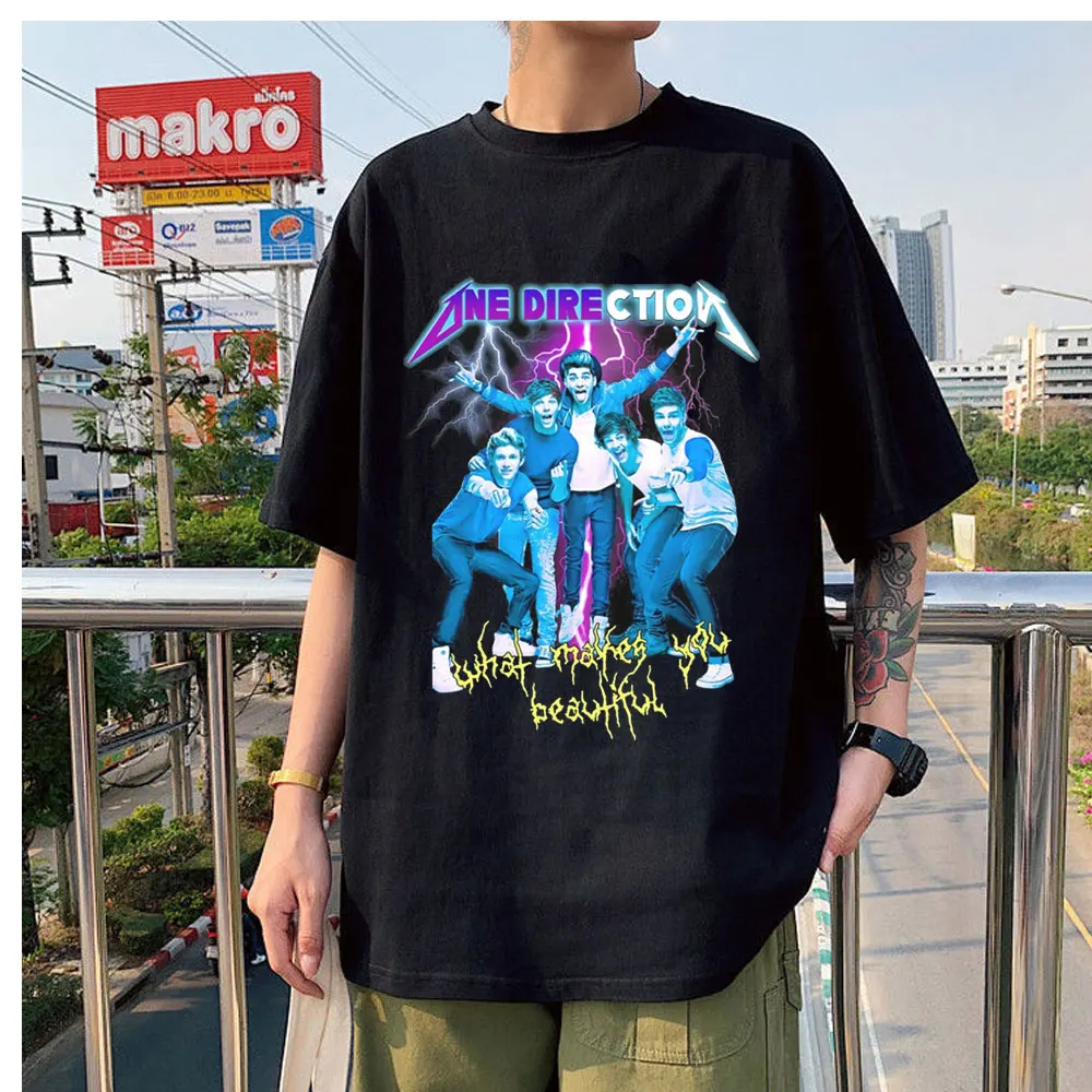 

Unique Creative Anime One Directions English-Irish Pop Boy Heavy Metal Korean Fashion Casual Cotton Crewneck Men All-match Tops