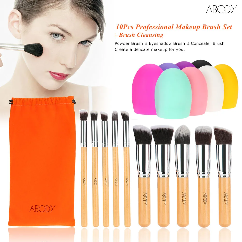 10 шт. набор кистей для макияжа с деревянной ручкой косметический силикагелем