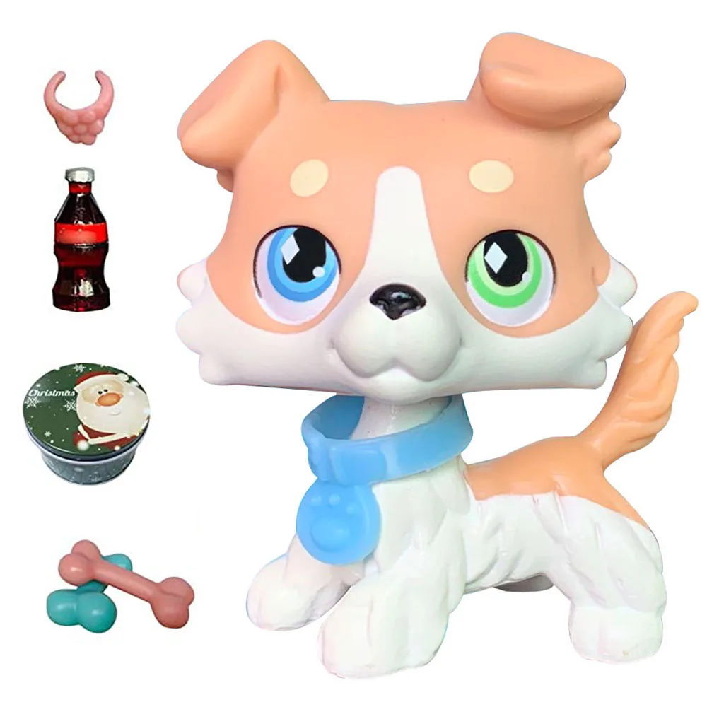 Коллекционные фигурки из ПЭТ магазина Collie Vanilla White с разными глазами зелеными и