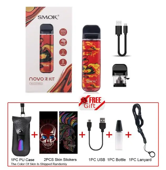 NOVO 2 Kit Red Набор SMOK Novo 2 SMOK Pod, электронная сигарета, стартер, ручка с аккумулятором 800 мАч, 2 мл, катушка VS NORD - Цвет: NOVO 2 Kit Red
