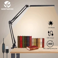led desk lamp three color dimmable reading lamp aluminum alloy folding desk lamp with clip suitable for home office reading etc