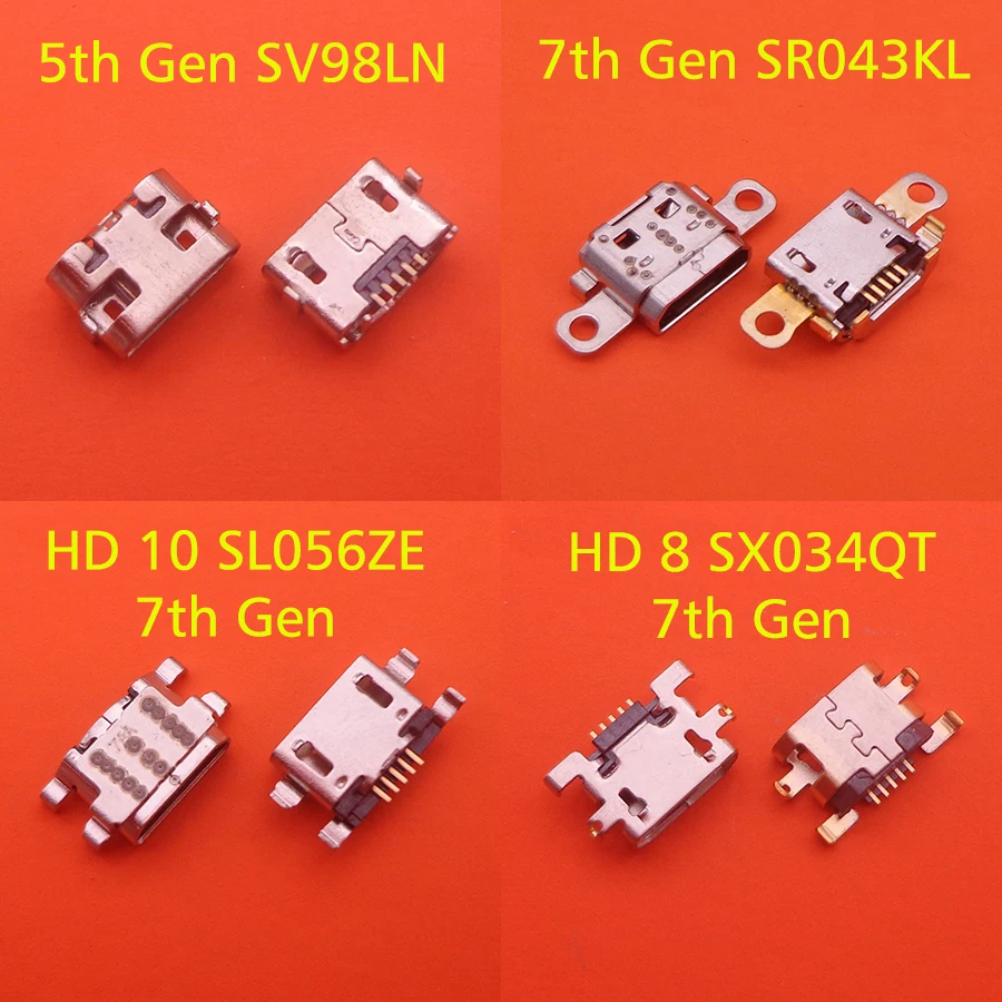 

50pcs Micro Charging Port USB Connector Socket Power Plug Dock For Amazon Kindle Fire HD 8 HD8 7th Gen SX034QT / 7 7Gen SR043KL