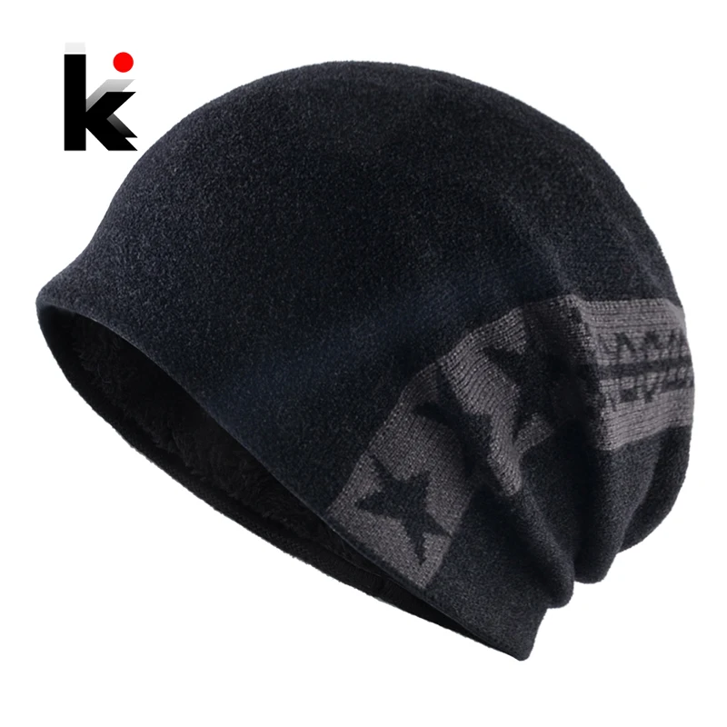 Модные шапки Skullies Beanie для мужчин теплая вязаная шапка зимние толстые бини