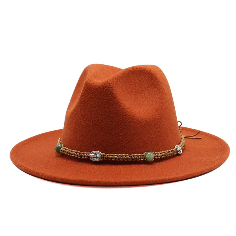 Seioum New Wide Brim White Fedora Hat For Women Wool Felt Hats For Men Fall Winter Panama Gamble Jazz Cap