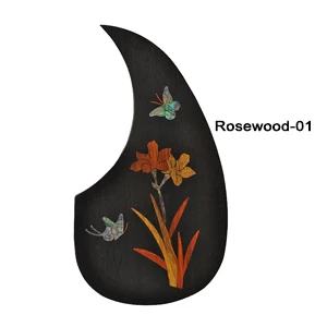 Rosewood-01 HISPETECH гитарные запчасти 1 шт. деревянные накладки с цветочным узором самоклеющиеся защитные наклейки для гитары накладки для 38 39 40 41 дюймов - Цвет: Rosewood-01