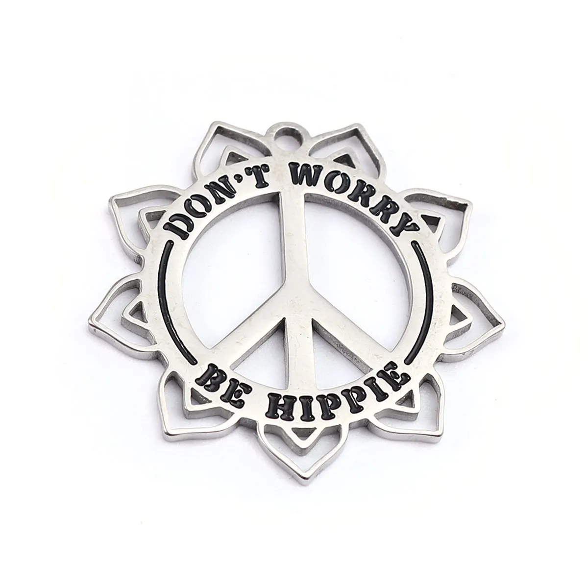 

Hot Sale 304 Stainless Steel Charms Flower Silver Color Peace Symbol Hollow Charms Jewelry Making Findings 3cm x 2.9cm, 1 Piece