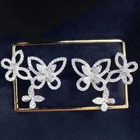 huitan chic butterfly earrings for women delicate daily wear ear accessories birthday girl gift luxury cubic zirconia jewelry