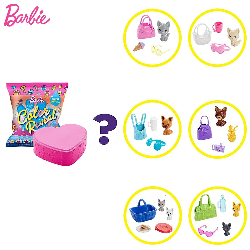 Original Barbie Accessories Color Reveal Pet Set Boneca In H