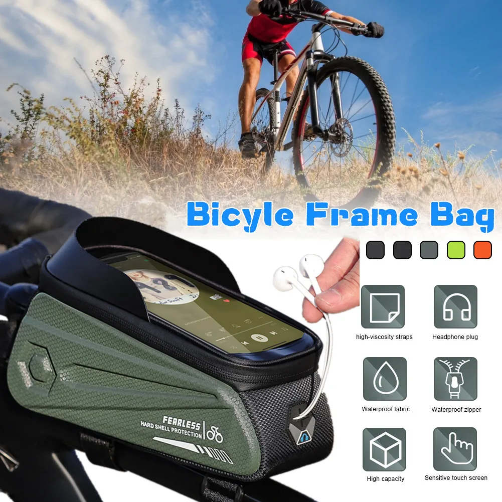 

Upgrade Bike Bag Frame Top Tube Cycling Bag Waterproof 7" Phone Holder Touchscreen Hard Shell MTB Road Pouch Bike Accessories