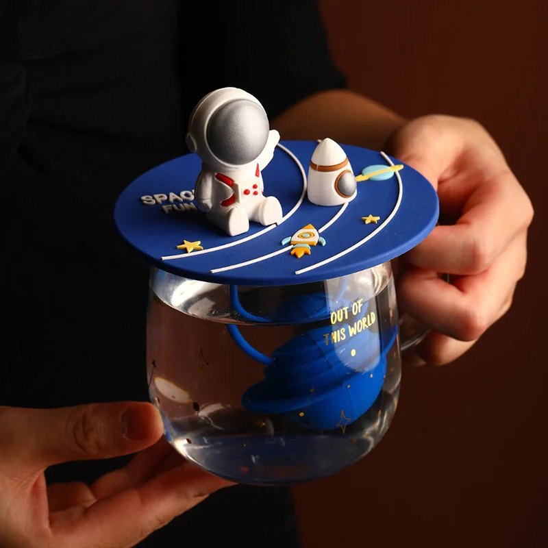New 400mL/480mL/700mL Glass Cartoon Space Tea Cup Teapot with Filter Cold Water Kettle Heat Resistant Milk Mug Gift for Children | Дом и сад