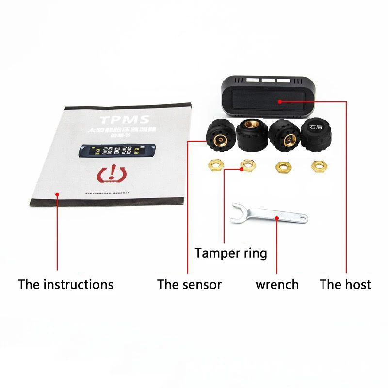 Solar TPMS Car intelligent Tire Pressure Alarm Monitor System Tyre Sensor Temperature Alert Concealed tire pressure monitoring | Автомобили