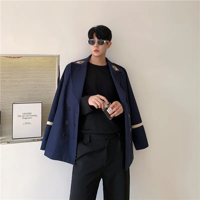 Spring Autumn Male Streetwear Suit Coat Outerwear Men Embroidery Vintage College Style Casual Blazer Jacket Overcoat | Мужская одежда