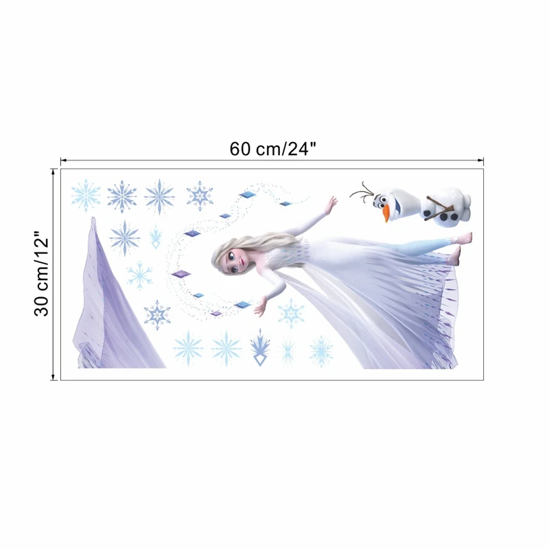 Cartoon Elsa Queen Olaf Wall Stickers For Girls Bedroom Home Decoration Diy Anime Art Mural Pvc Movie Frozen Poster Kids Decals images - 6