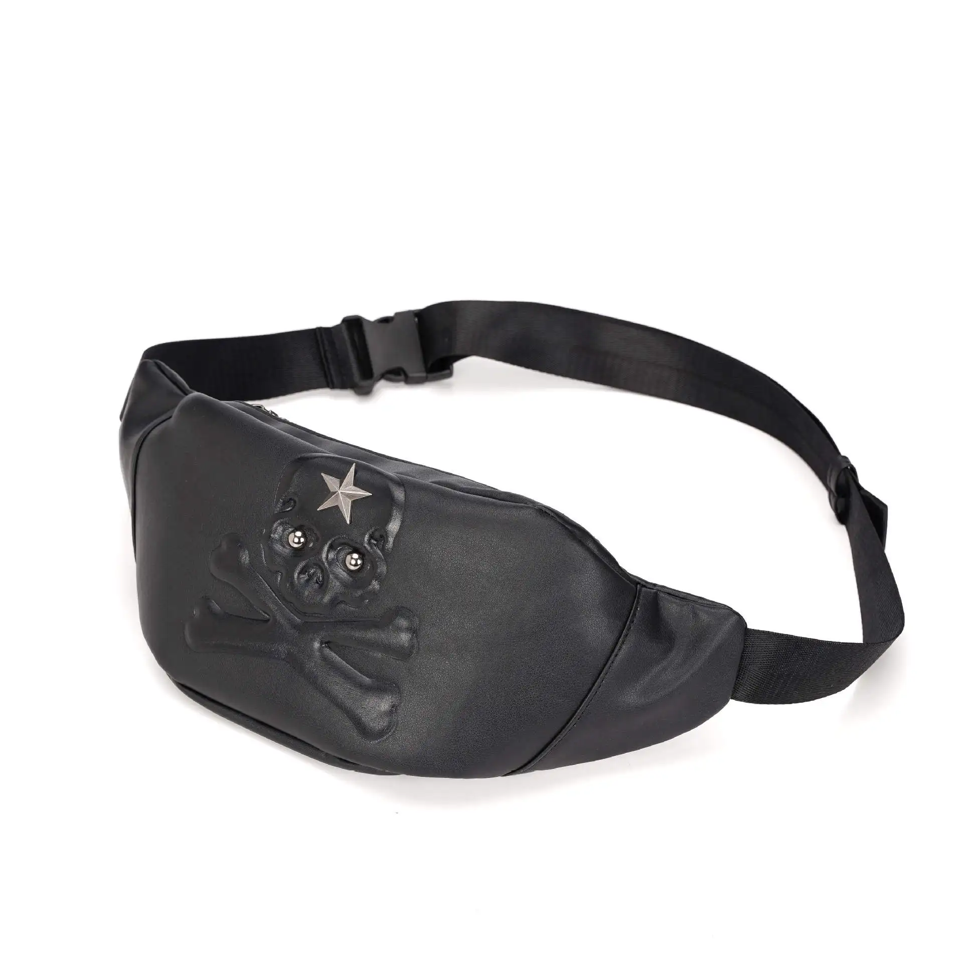 

Retro Men's Large Capacity Chest Bag Outdoor Fashion Fanny Bag Personalized Skull Decoration Belt Bag