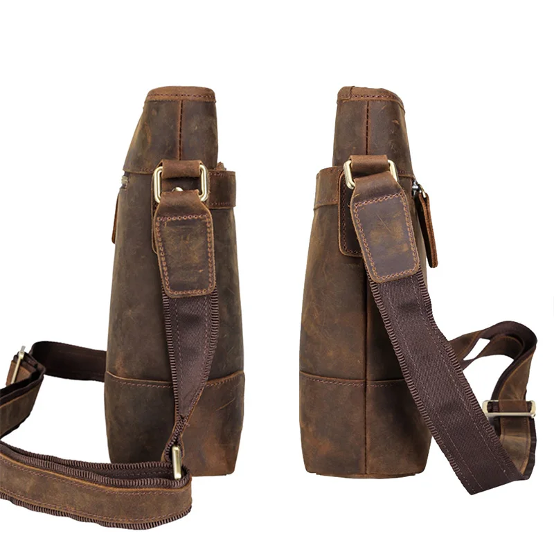 Мужская кожаная сумка через плечо TIDING crazy horse винтажные сумки мессенджеры мужские