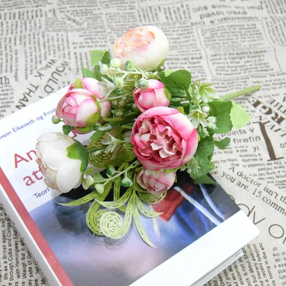 

1 Bunch Silk Rose Artificial Flowers Fake Bouquet Wedding Bride Holding Flowers Home Party Decor Photography Props Ornaments