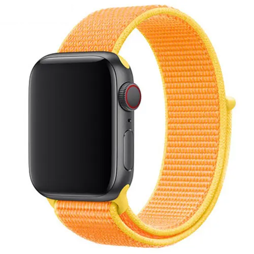 Canary yellow Нейлоновый спортивный бесшовный ремешок для наручных часов Apple Watch, ремешок 42 мм, 38 мм и нержавеющая сталь металлический корпус 44 мм/40 мм наручных часов iWatch, 5/4/3/2/1 браслет, ремешок на запястье для наручных часов аксессуары - Цвет ремешка: Canary yellow