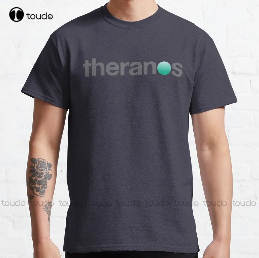 

Классическая футболка с логотипом Элизабет Холмса Therano'S, хлопковые рубашки для мужчин, индивидуальная футболка унисекс с цифровой печатью ...
