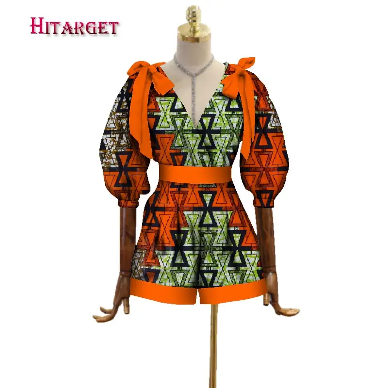 Осенний Африканский женский хлопковый восковой комбинезон с принтом Шорты базин