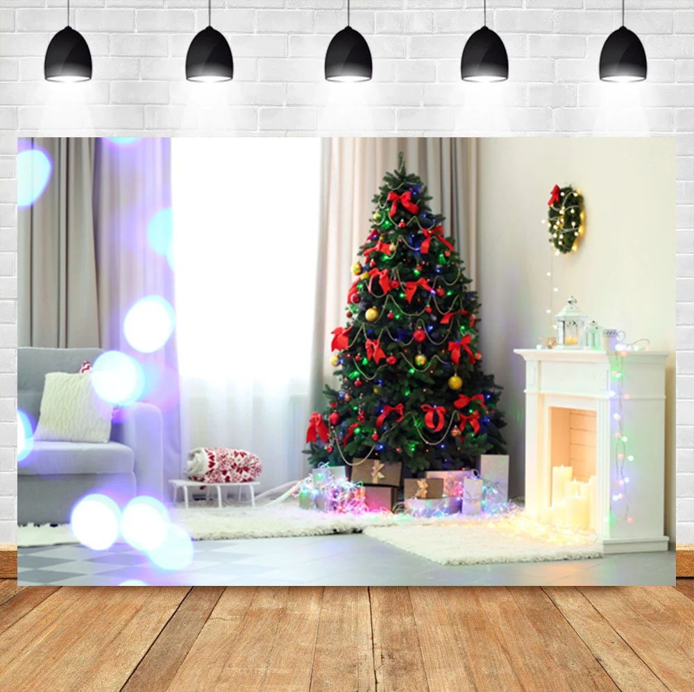 

Laeacco пурпусветильник свет боке Рождественская елка камин одеяло детский день рождения фон для фотосъемки фото фон для фото шпилька