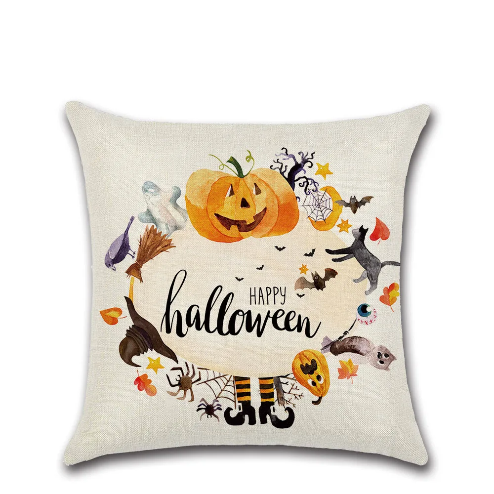 Льняная Наволочка на подушку Хэллоуин декоративная наволочка чехол с тыквой