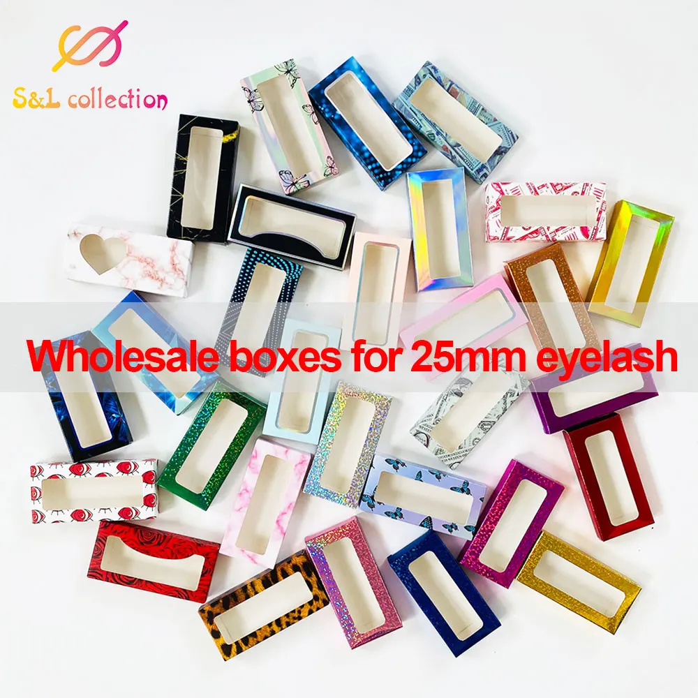 wholesale 50pcs paper false eyelash packaging box lash boxes custom logo faux cils 25mm mink eyelashes dollor case | Красота и