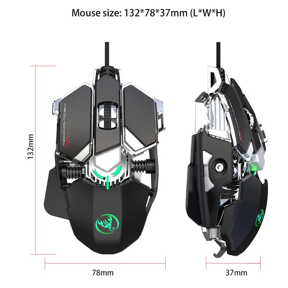Pc Gamer полный Мышь геймера 9-ключ профессиональная игровая проводной освещения