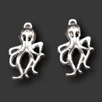 15pcs silver plated ocean octopus pendant popular bracelet earrings metal accessories diy charms for jewelry crafts making m841