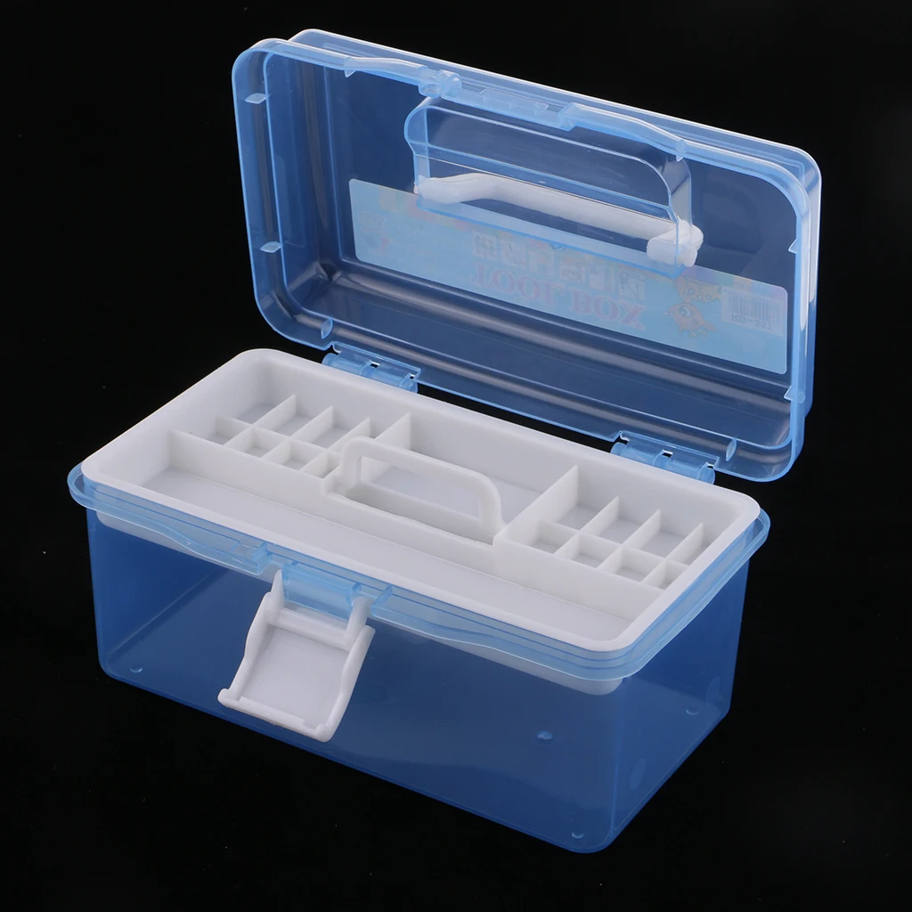 

2 Layer Plastic Sewing Jewelry Painting Tools Box Storage Box Organizer Pink/Blue Jewelry Tools Accessories