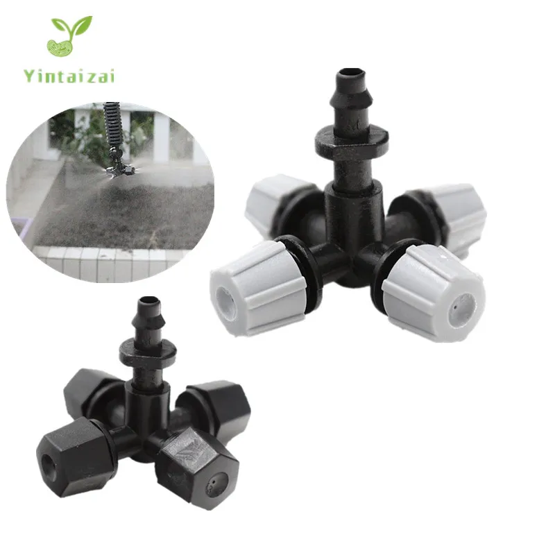 

50PCS Cross Fogger With 1/4" Barbed Misting Automatic Watering Sprayer Spray Atomization Irrigation Drip Irrigation Fittings
