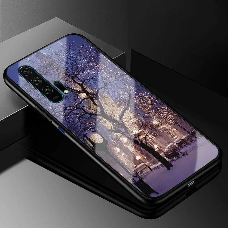 Для huawei Nova 5 T чехол Nova5T PC Пластиковый стеклянный чехол для телефона черный ТПУ бампер чехол для huawei Nova 5 T Nova 5 T чехол