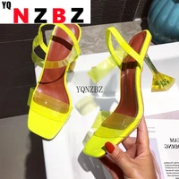 yqnzbz yellow white pvc jelly sandals crystal open toe perspex sike high heels crystal women transparent heel sandals 9cm pumps