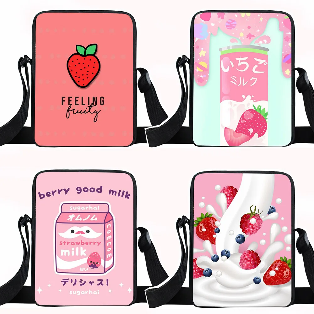 

Kawaii Strawberry Milk Handbags Lolita Girls Crossbody Bags Cute Messenger Bag E-Girl Shoulder Bag for Travel Small Satchel Gift