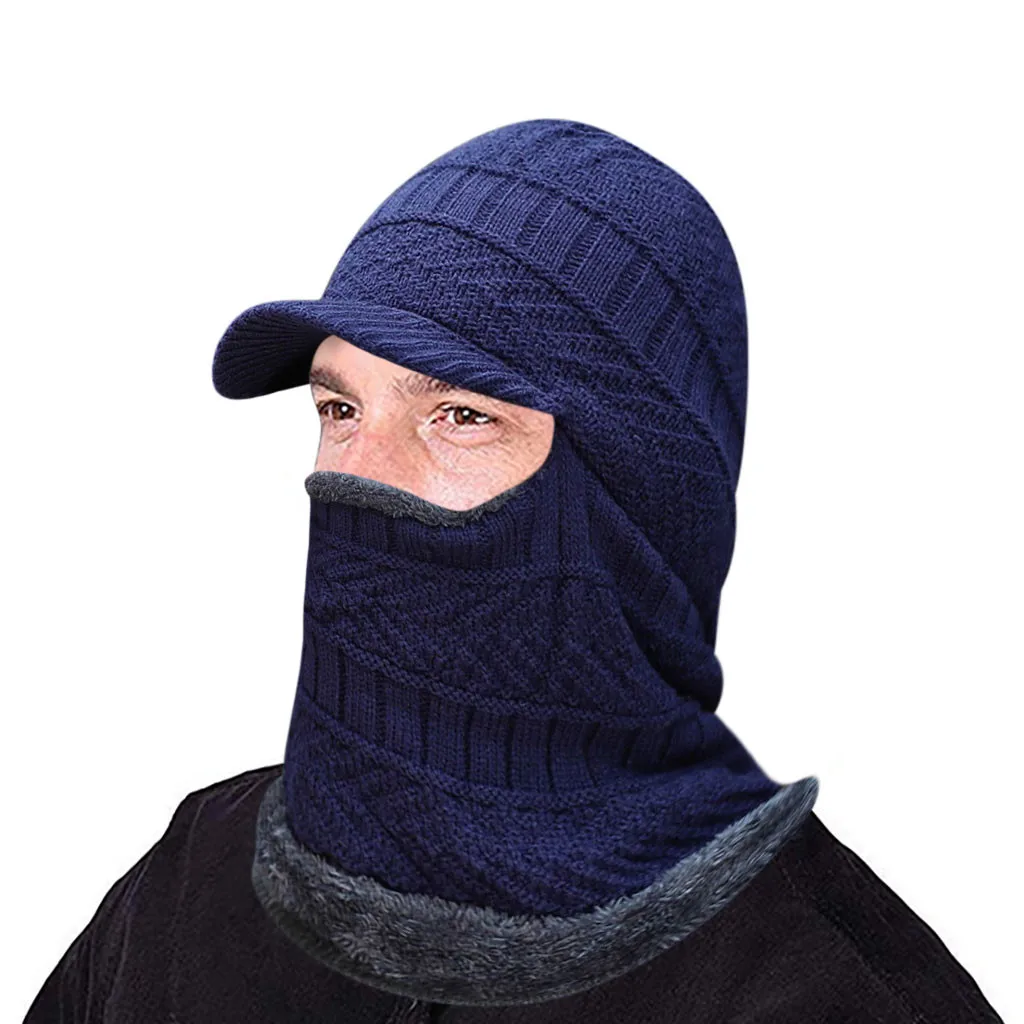 Шапки 2020 Весна Зима Новая мужская теплая шапка зимняя утолщенная и шарф цельная