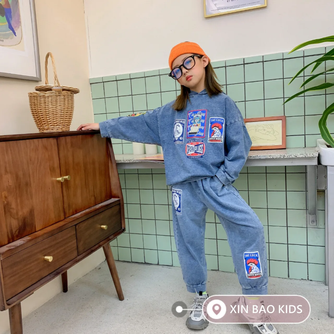 Детская одежда весна 2020 новые повседневные джинсовые брюки для девочек костюм из