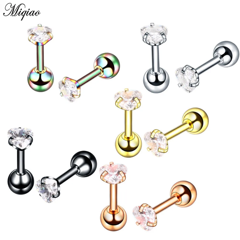 

Miqiao 5 Pairs of Piercing Stainless Steel Heart-shaped Stud Earrings Electroplating Mixed Color Stud Earrings