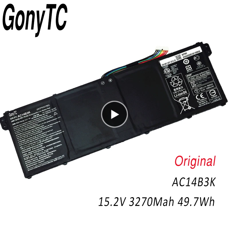 Оригинальный аккумулятор для ноутбука GONYTC AC14B3K Acer Aspire S14 1 5 3 3S 10 | Компьютеры и офис
