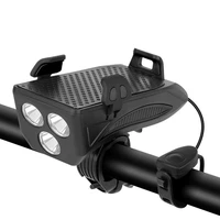 4 in 1 bicycle light rainproof usb charging led mtb front lamp headlight bike front light with horn phone holder