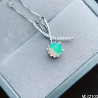 kjjeaxcmy fine jewelry 925 sterling silver inlaid natural opal girl elegant fresh round gem pendant necklace support check