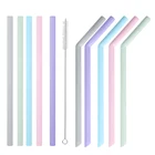 Многоразовые силиконовые набор соломинок для питья, очень длинные гибкие трубочки с щетками для очистки, стакан на 20 унций, праздничные трубочки, 5 шт.