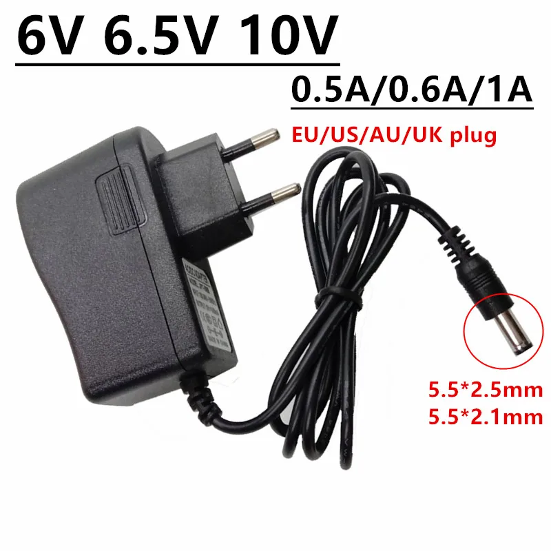 Fonte de Alimentação Universal 6 6.5 Volts 0.5a 500ma 0.6a 600ma 1a ac – dc Adaptador 5.5mm x 2.5mm Conversor 6v 6.5v 10 v