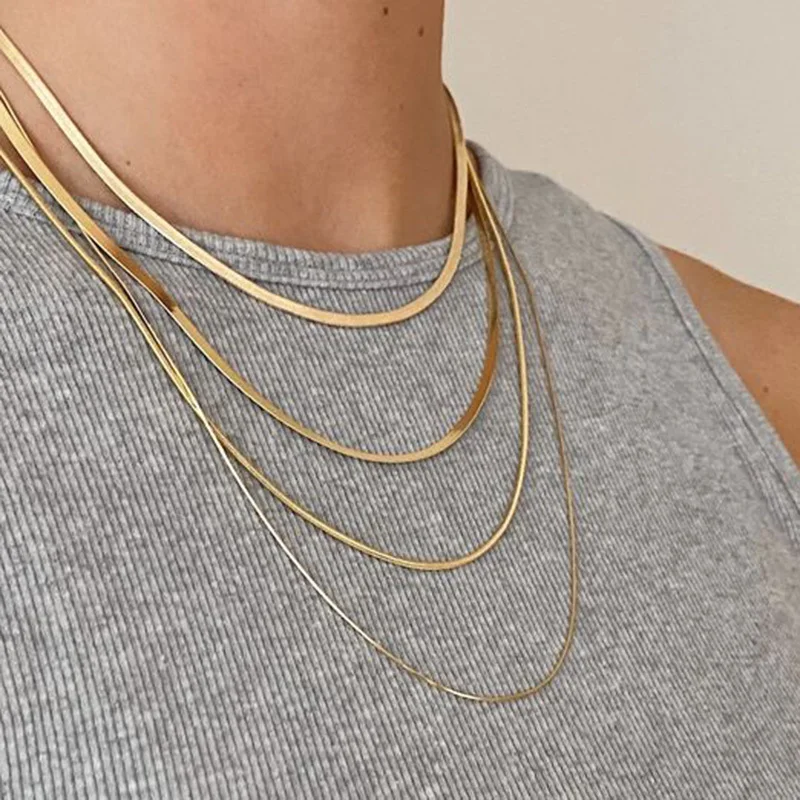 Минималистичное женское ожерелье Vnox из змеиной цепи чокер нержавеющей стали с