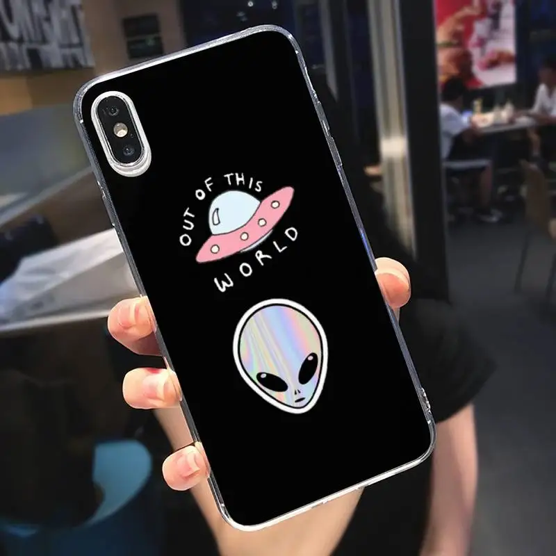 

Cute cartoon alien space Phone Case Transparent soft For iphone 5 5s 5c se 6 6s 7 8 11 12 plus mini x xs xr pro max