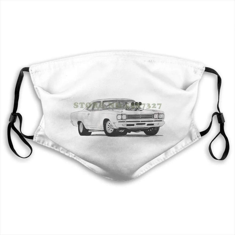 

Plymouth Roadrunner 1969 Drawing White Ready To Ship! High-Quality!Washable Diy Cool Face Masks