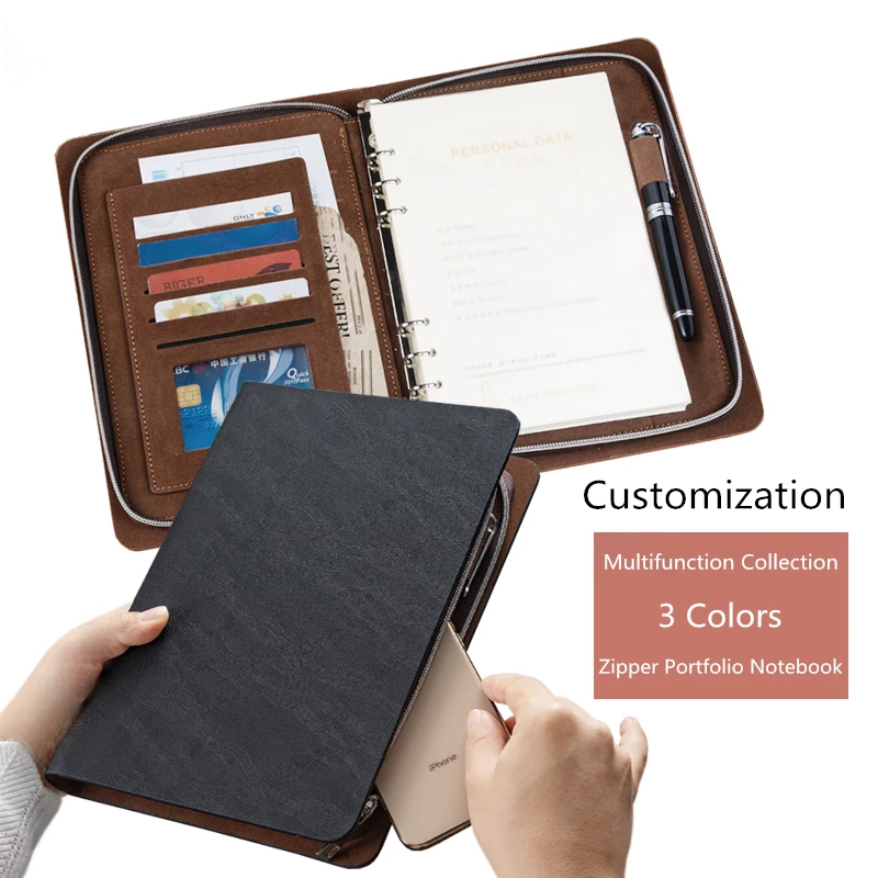 Крокодиловой кожи с сохраненным природным лицом Тетрадь папка A5 Бизнес на молнии