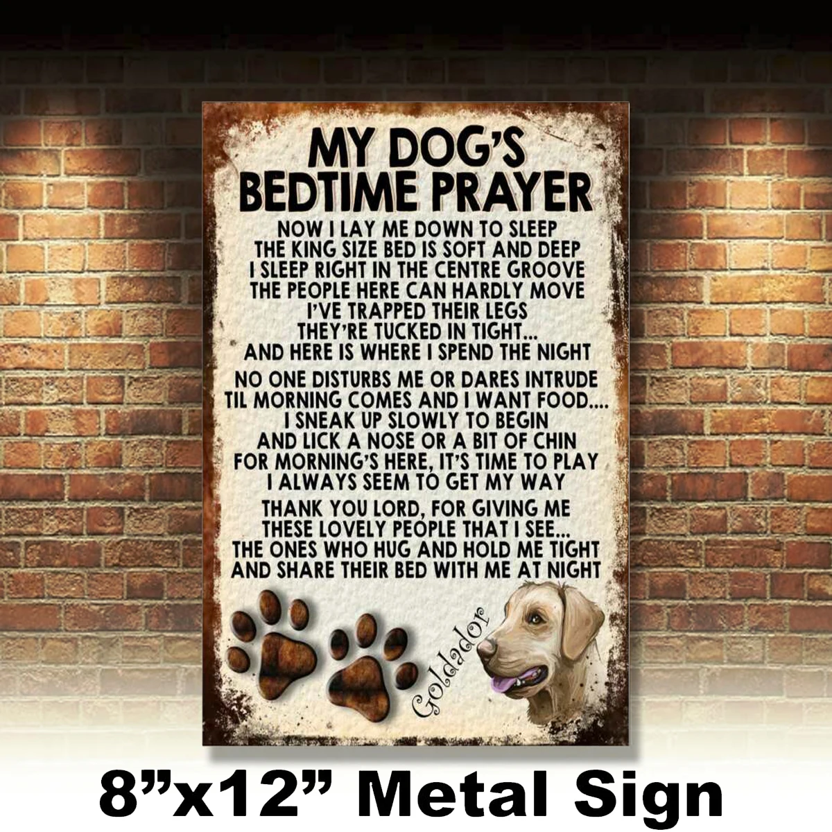 

My Dog's Bedtime Prayer Retro Style Metal Tin Sign/plaque Goldador Theme