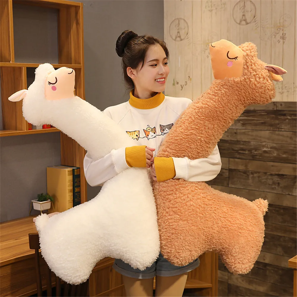 

70/100/130 CM Lovely Alpaca Plush Toy Japanese Alpaca Sheep Soft Stuffed Animal Doll Long Pillow Cushion Women Kids Gift