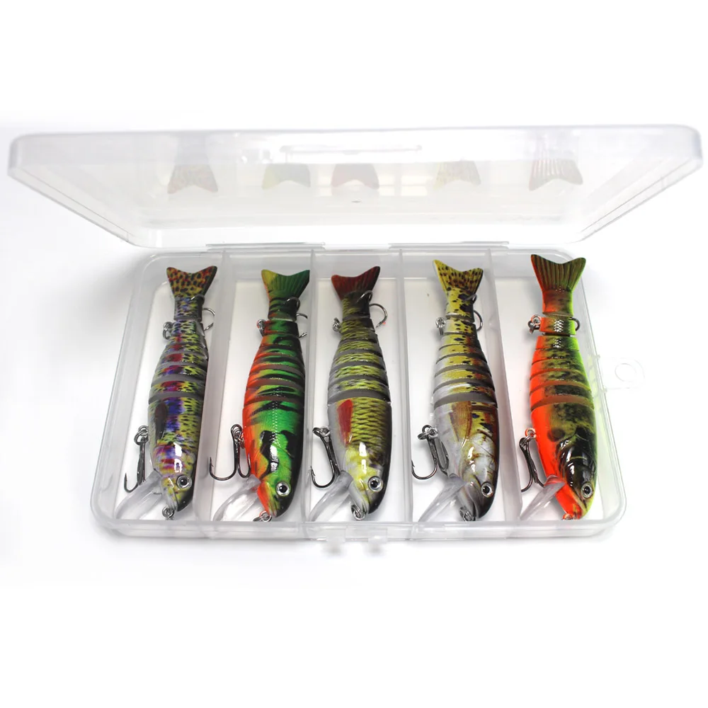 

5pcs/box 110mm 17.3g Sinking Hard Lip Multi Jointed Minnow Swimbait Fishing Lures Tackles For Trout Pike Pesca Wobblers