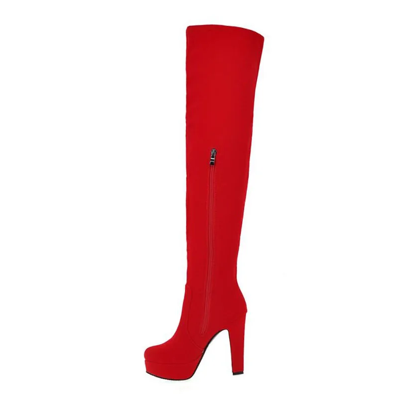 Coolcept Winter Thigh High Boots Women Brand Fashion Zipper Warm Fur Shoes Casual Heels Platform Size 33-43 | Обувь